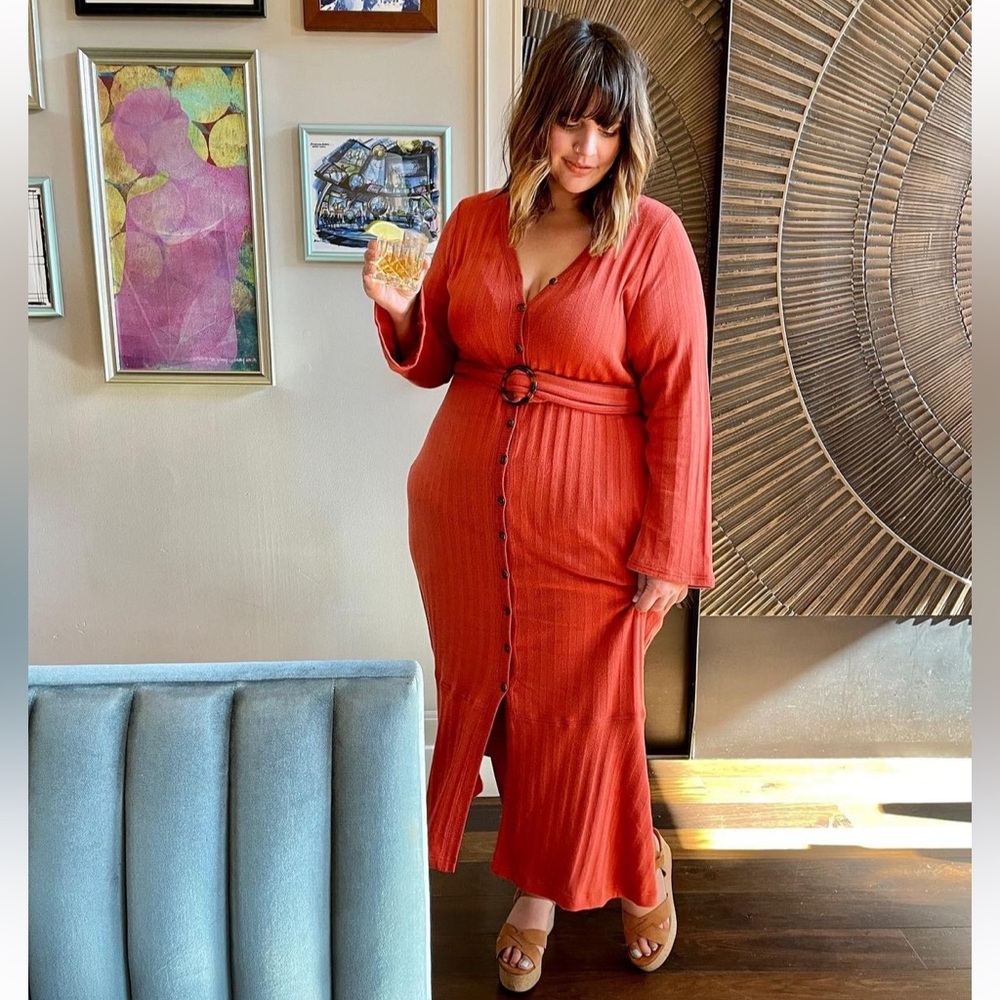 Anthropologie ELSA RIBBED MAXI DRESS (US 2X)